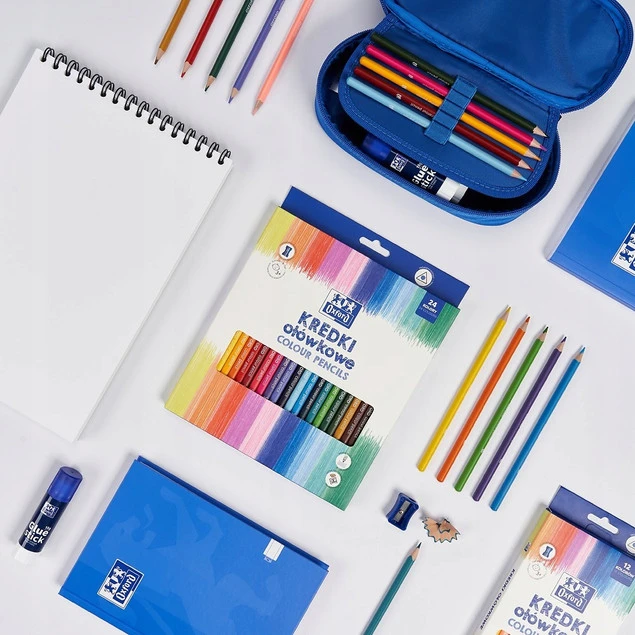 KREDKI OŁÓWKOWE 24 SZT TRÓJKĄTNE OXFORD Z TEMPERÓWKĄ 24 KOLORY_4