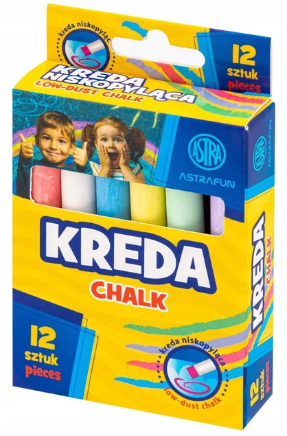 Kreda Tablicowa Chodnikowa Niskopyląca Kolorowa Szkolna 12 szt. Astra_3