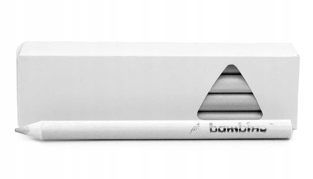 Kredki Grube Trójkątne Białe Biały W Oprawie Drewnianej 12 Sztuk Bambino_1