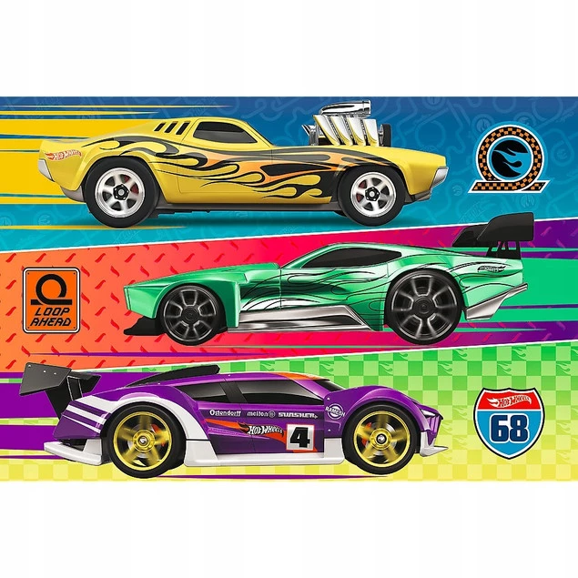 Puzzle 60 Układanka Auta HOT WHEELS Wyścig Pojazdy Trefl 17389_1