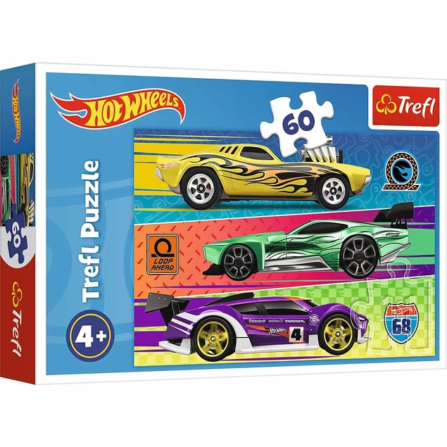 Puzzle 60 Układanka Auta HOT WHEELS Wyścig Pojazdy Trefl 17389_2