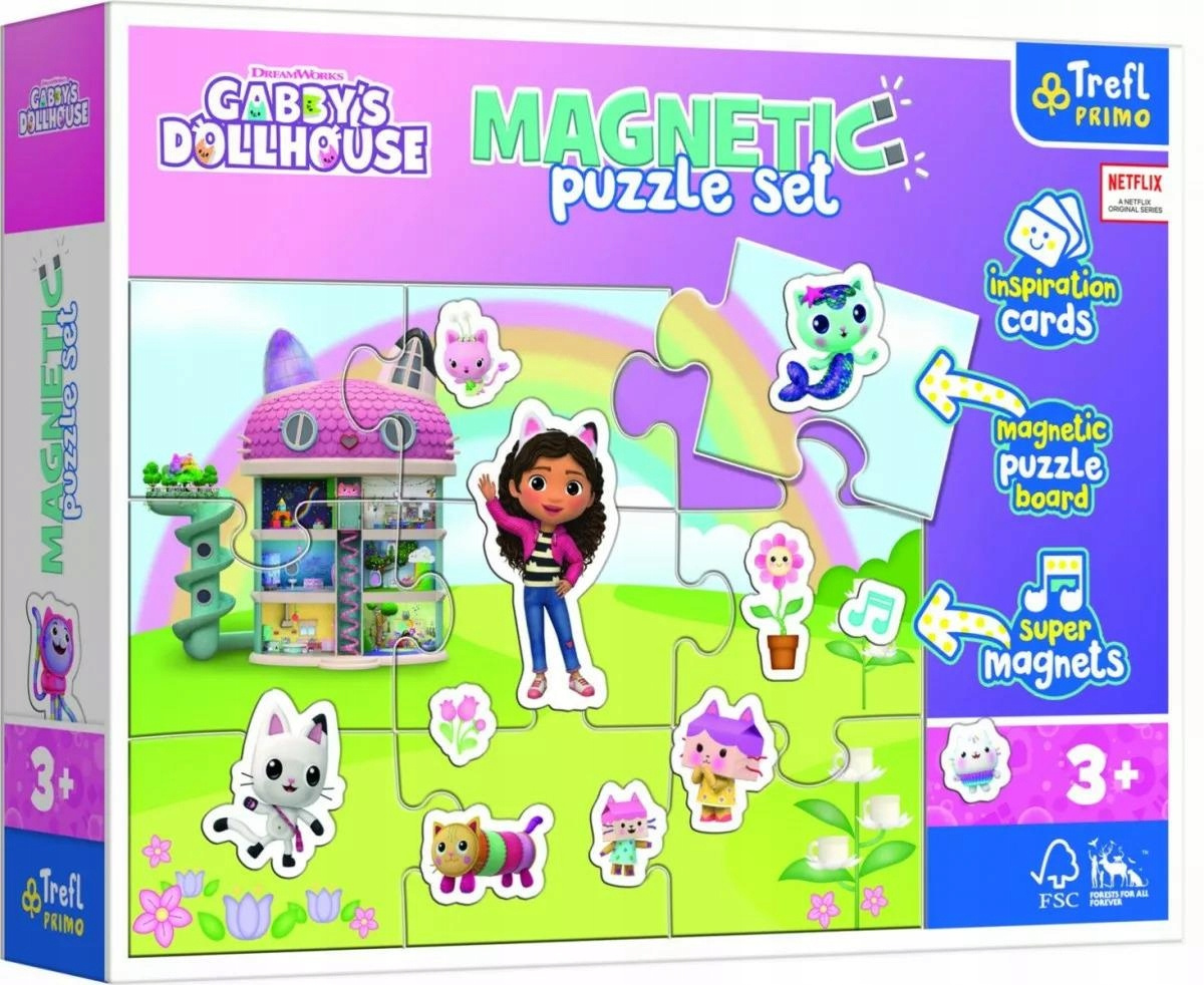 Puzzle 9 Układanka MAGNETYCZNE Poznaj Świat Gabi KOCI DOMEK GABI 3+ Trefl_3