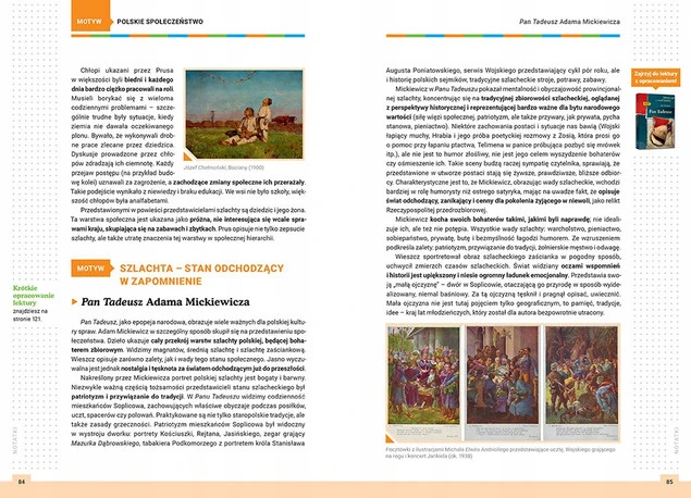 Wnętrze książki - spis motywów