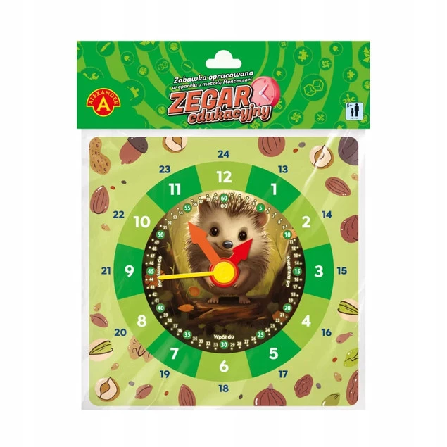Zegar Zabawka Edukacyjna Tekturowa JEŻYK Jeż 5+ Alexander 2794_1