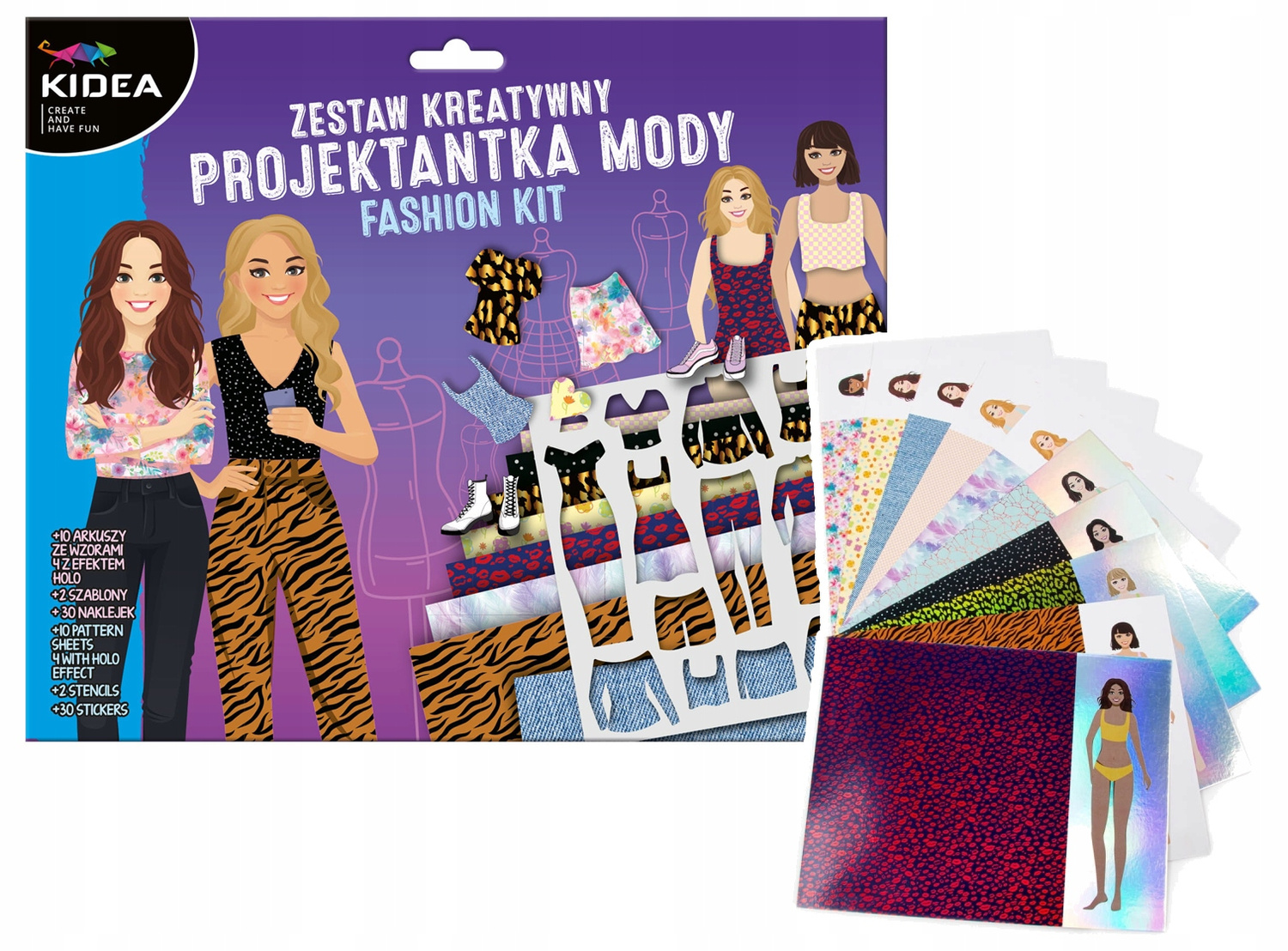 Zestaw Kreatywny PROJEKTANTKA Mody z Szablonami Fashion 10 Ark. 3+ Kidea_1