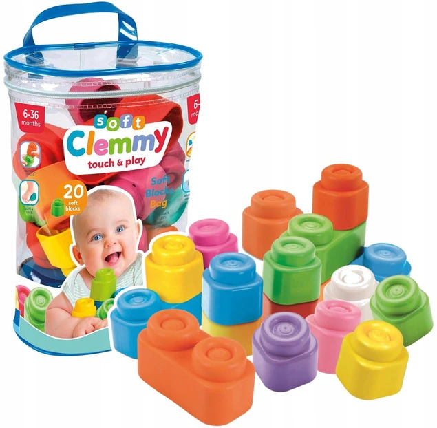 Clemmy Soft Klocki Miękkie w Torebce 20 Elementów 6M+ Clementoni_1