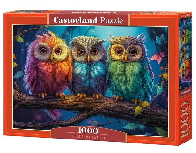 Puzzle 1000 Układanka Zwierzęta Trzy Małe Kolorowe SOWY 9+ Castorland_2