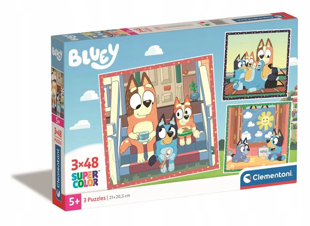 Puzzle 3 x 48 Elementów BLUEY Bajka Piesek Pieski Clementoni 5+_1