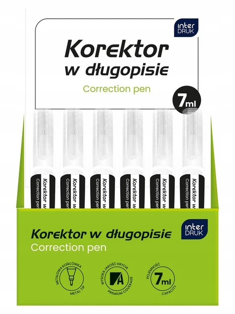 Korektor w Długopisie Superkryjący i Szybkoschnący 7 ml Interdruk_3