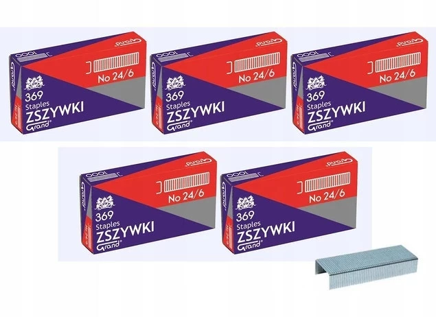 5x ZSZYWKI 24/6 Ocynkowane Do Zszywacza Szkolne Biurowe 5000szt. Grand_1