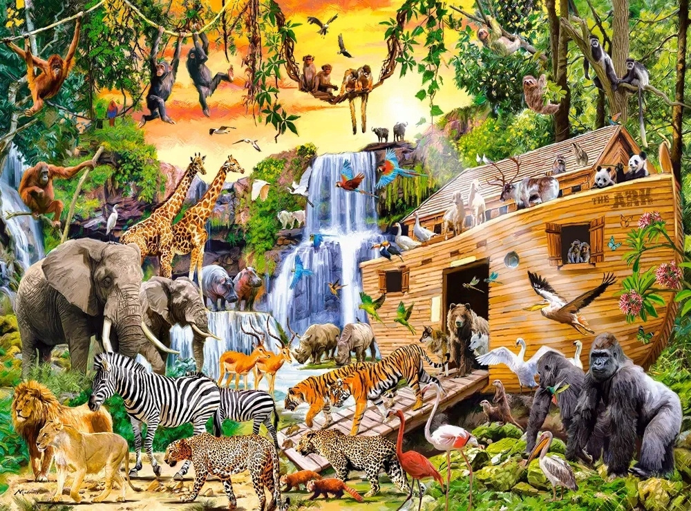 Puzzle 300 Układanka Arka ZWIERZĘTA Statek Woda Tygrysy Lwy 8+ Castorland_1