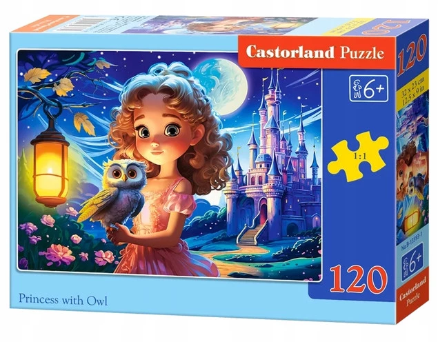 Puzzle 120 Układanka Noc KSIĘŻNICZKA Sowa Widok Zamek Natura 6+ Castorland_2