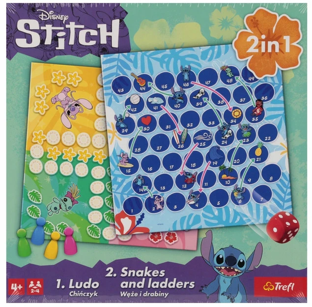 Gra klasyczna Lilo & Stitch. Chińczyk / Węże i drabiny Trefl_2