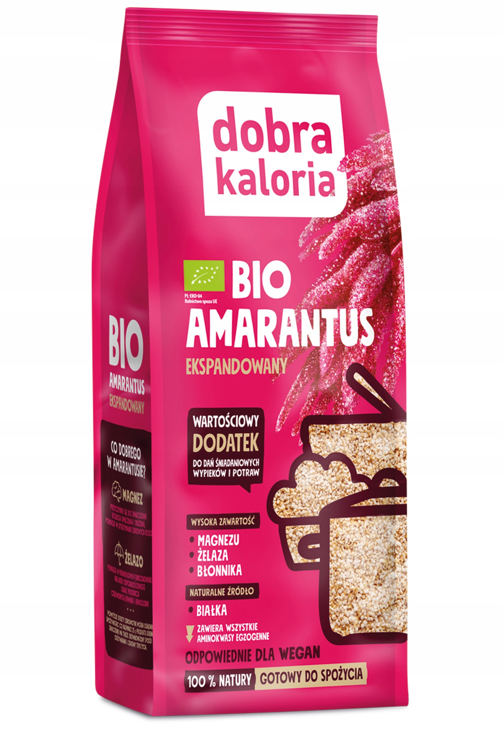 DOBRA KALORIA Bio Amarantus Ekspandowany 100% VEGAN Żelazo Błonnik Magnez_1