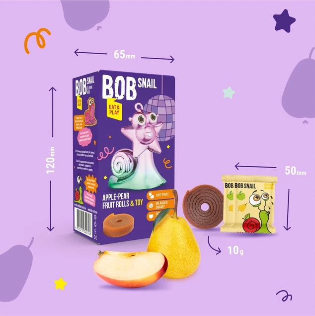 BOB SNAIL Przekąska Owocowa JABŁKO GRUSZKA Rollsy + Zabawka Bez Cukru_3
