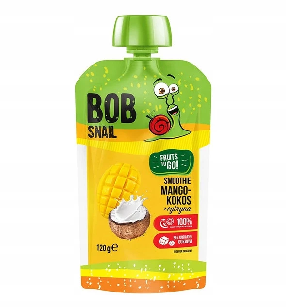BOB SNAIL Smoothie MANGO KOKOS CYTRYNA Bez Dodatku Cukru Mus 120g_1