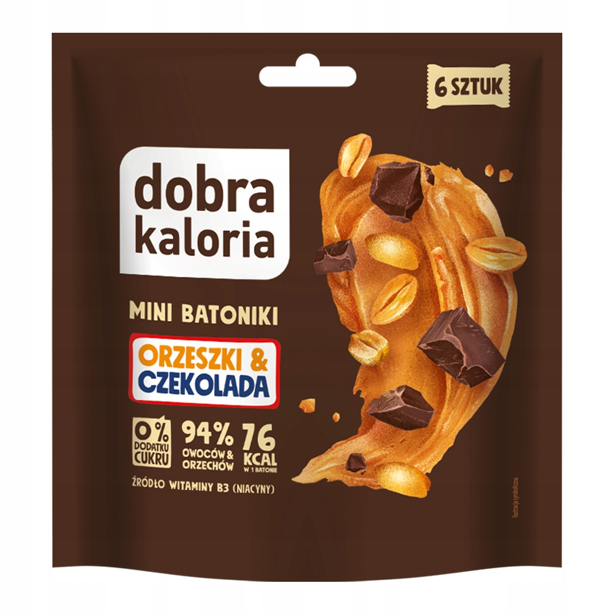 DOBRA KALORIA Mini Batoniki Orzeszki i Czekolada Bez Cukru 6 szt._1