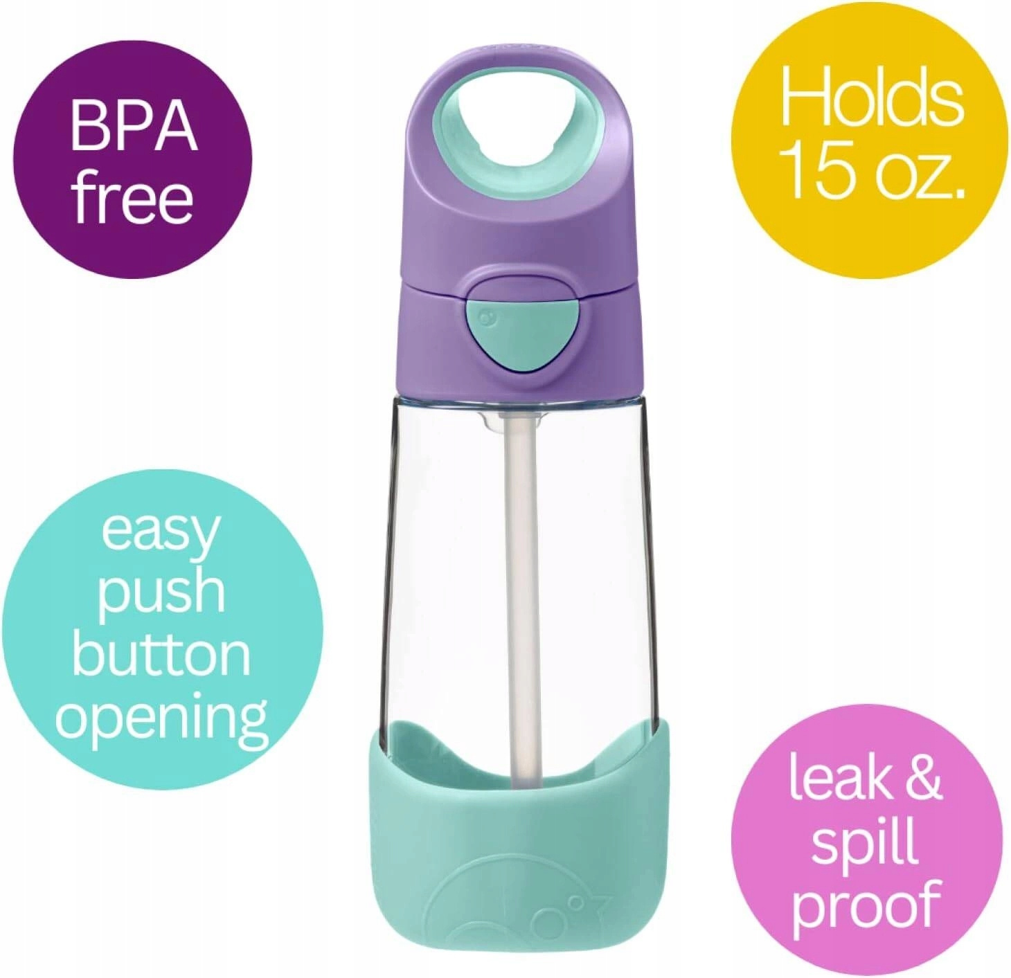 b.box Tritanowa Butelka Kubek Bidon + Słomka 450ml Lilac Pop_6