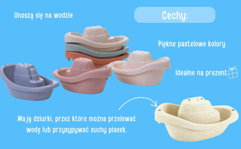Zabawki DO KĄPIELI Statki Przelewajki 6 Sztuk Stateczki 6M+ Bocioland_2