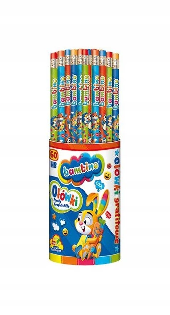 4x Ołówek Szkolny ZWIERZĄTKA Okrągły z Gumką Bambino_1