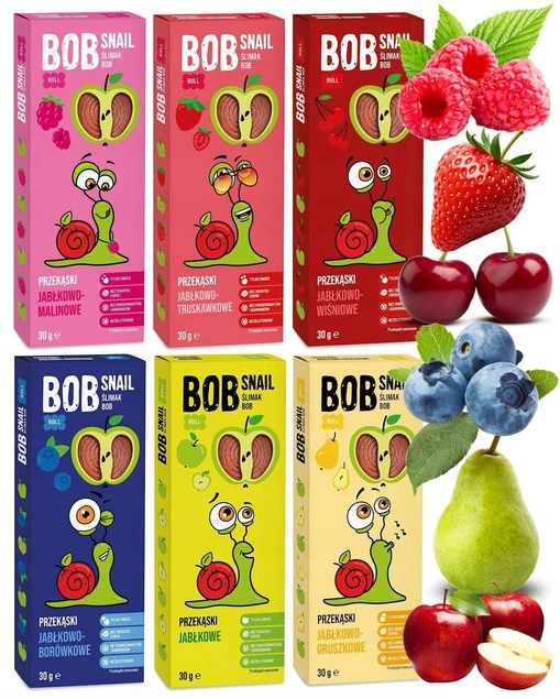 ŚLIMAK BOB SNAIL PRZEKĄSKA bez cukru glutenu 30G MIX SMAKÓW x 6szt 0,24KG_1