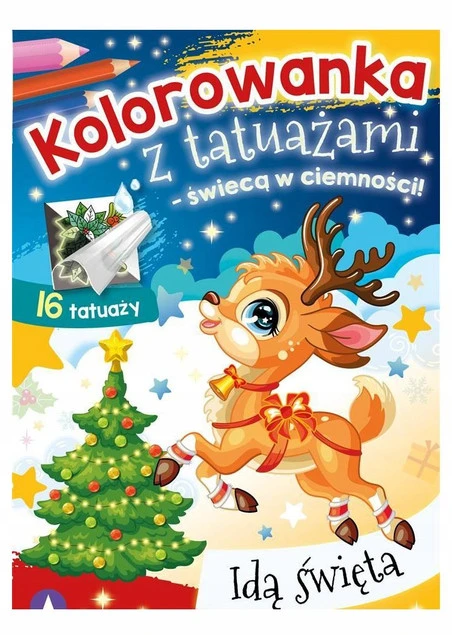 Kolorowanka Z Tatuażami IDĄ ŚWIĘTA Świecące W Ciemności 3+ Skrzat_2