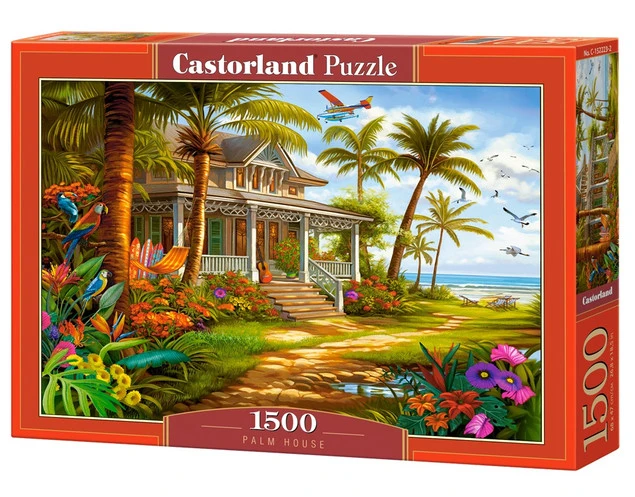 Puzzle 1500 Układanka Widok DOMEK Dom PALMY Wakacje lato 1500 Castorland_1