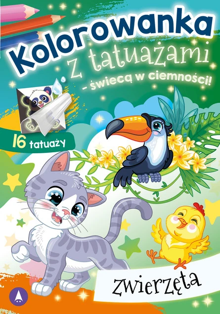 Kolorowanka Z Tatuażami ZWIERZĘTA Świecące W Ciemności 3+ Skrzat_1