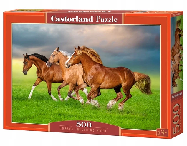 Puzzle 500 Układanka Wiosna KONIE Dzikie Koniki Krajobraz 9+ Castorland_2