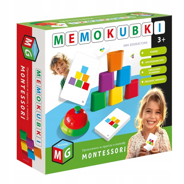 Gra Edukacyjna Montessori MEMOKUBKI 3+ Zestaw 2 Gier Kubki 2w1 Multigra_6