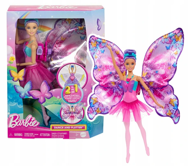 BARBIE Motylkowa Baletnica 2w1 Lalka z Magiczną Przemianą HXJ10_1