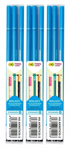 3x Wkład Wymazywalny NIEBIESKI HAPPY COLOR Standard A 0.5mm 9 Sztuk_1
