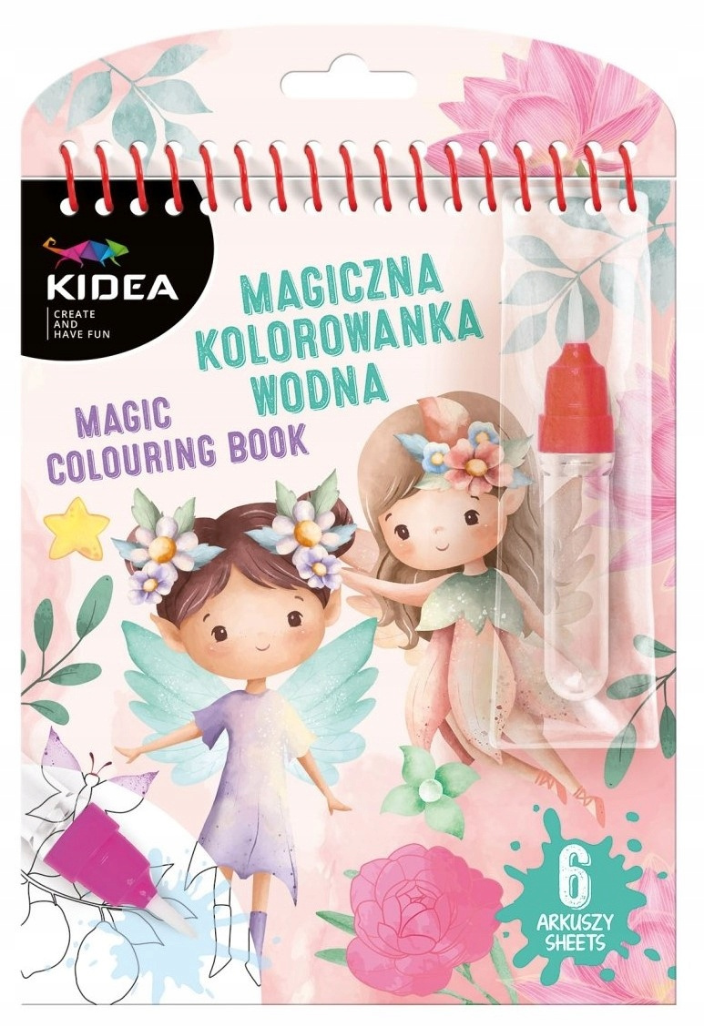Magiczna Wielorazowa Kolorowanka Wodna MAGIA WRÓŻKI 6 Szt Pisak Kidea_1