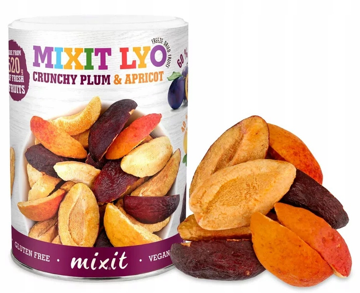 MIXIT Małe Chrupiące Owoce Liofilizowane ŚLIWKI MORELE 65g_1