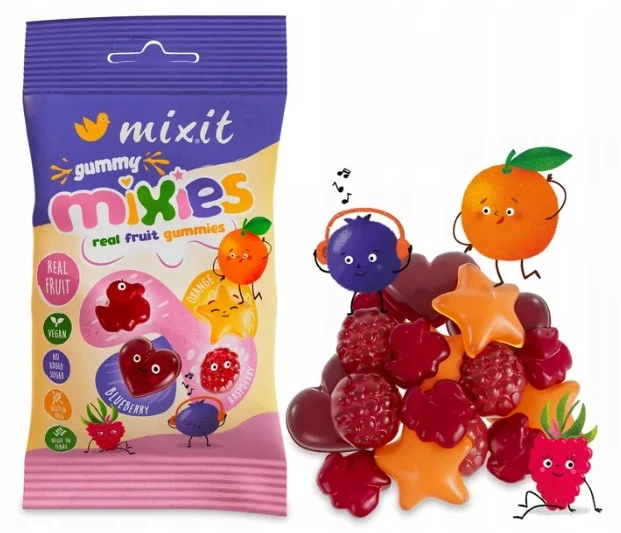 MIXIT Żelki Naturalne Owocowe Mixies MIX SMAKÓW Bez Cukru Dla Dzieci 35g_1
