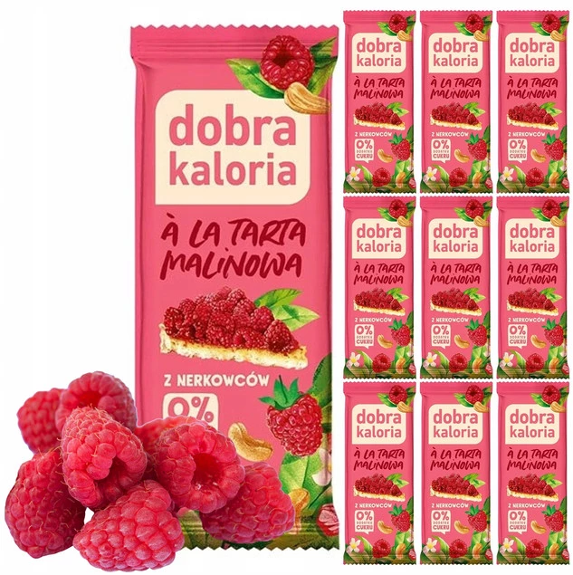 10x Naturalny Baton Tarta MALINOWA Orzechy Nerkowca Rodzynki Dobra Kaloria_1