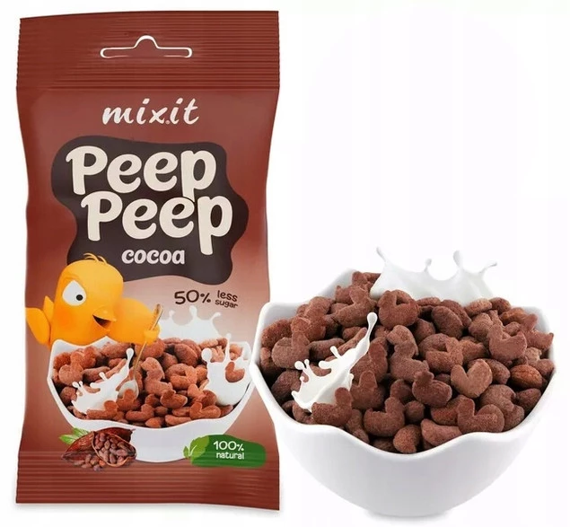 6x MIXIT Płatki Śniadaniowe Peep Peep KAKAOWE WANILIOWE Saszetki 25g_2