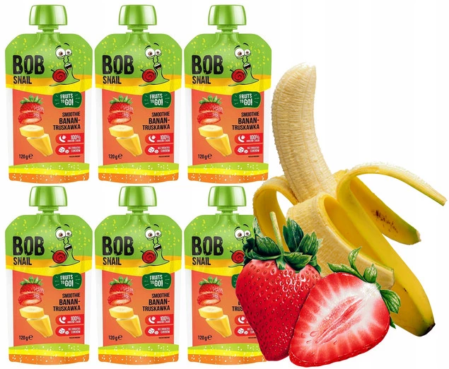 BOBSNAIL MUS OWOCOWY PRZECIER smoothie MIX CIEKAWYCH smaków 120G x6 0,84KG_1