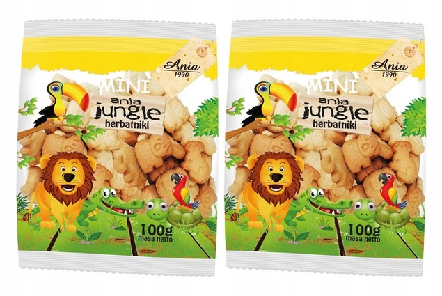 2x BIO Ania Herbatniki Jungle Mini ZOO Bez Cukru 200g_1