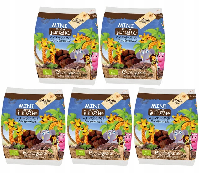 5x BIO Ania Ciastka Z Czekoladą Mini Jungle 500g_1