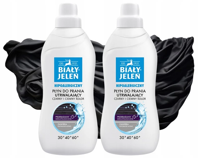 2x BIAŁY JELEŃ Płyn Do Prania Utrwalający CZARNY I CIEMNY KOLOR 1L_1