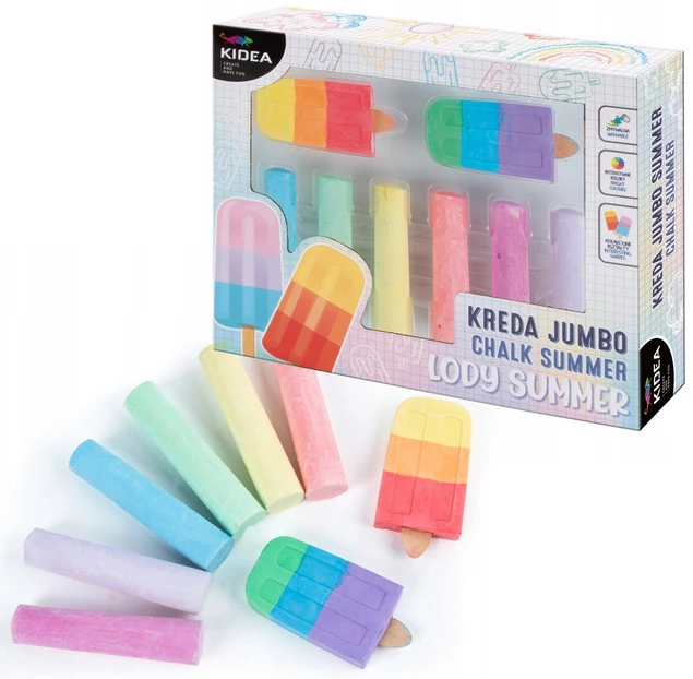 KIDEA Kreda Chodnikowa KOLOROWA Jumbo Kształt Lodów 8 Kolorów_1
