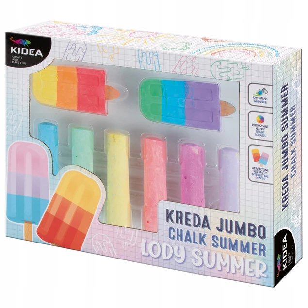 KIDEA Kreda Chodnikowa KOLOROWA Jumbo Kształt Lodów 8 Kolorów_5