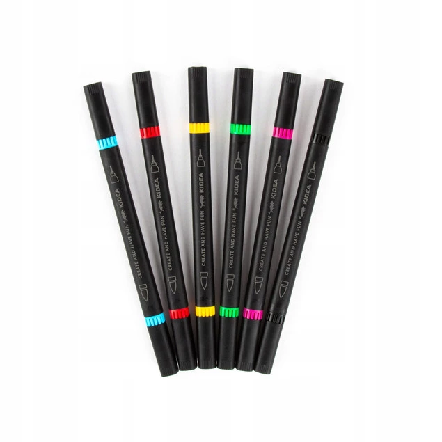 KIDEA Markery BRUSH z Cienkopisem Dwustronne Pędzelkowe 6 Kolorów_2