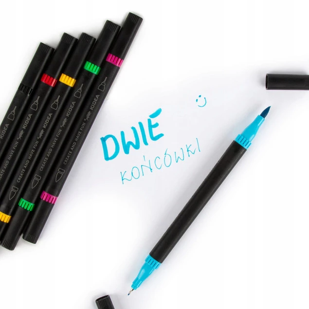 KIDEA Markery BRUSH z Cienkopisem Dwustronne Pędzelkowe 6 Kolorów_5