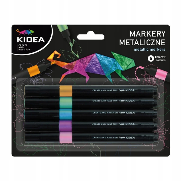 KIDEA Markery METALICZNE Flamastry 5 Kolorów_1