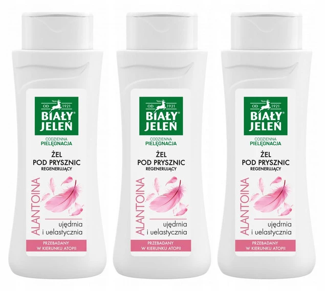 3x BIAŁY JELEŃ Żel Pod Prysznic ALANTOINA Regenerujący 300ml Hipoalergiczny_3