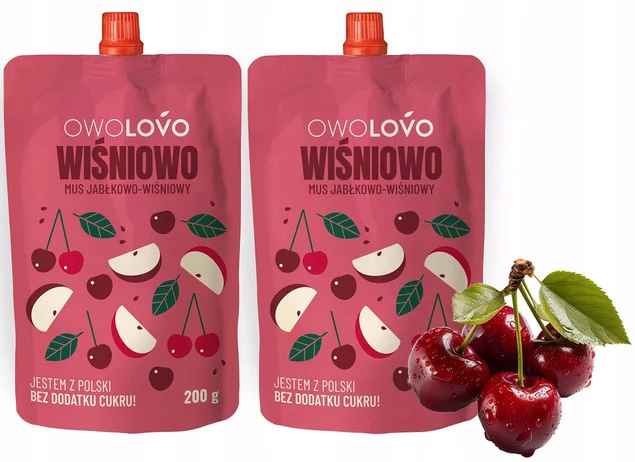 2x OwoLovo Wiśniowo Mus Jabłkowo-Wiśniowy Dla Dzieci 200g_1