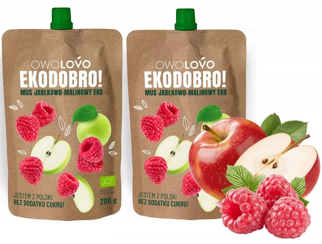 2x OwoLovo Mus EKODOBRO Jabłkowo-Malinowy Eko Dla Dzieci 200g_1