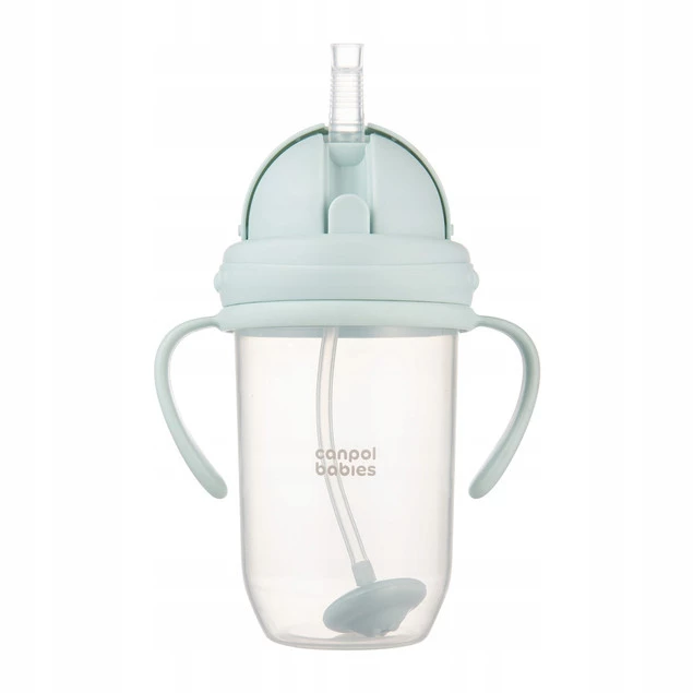 Canpol KUBEK NIEKAPEK Bidon z Obciążoną SŁOMKĄ 270 ml ZIELONY 6M+_3